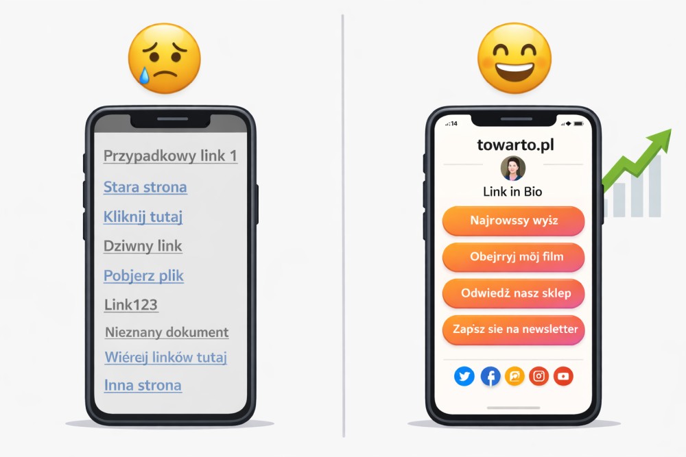 Profesjonalna strona z linkami w bio zamiast chaotycznej listy linków na Instagramie i TikToku